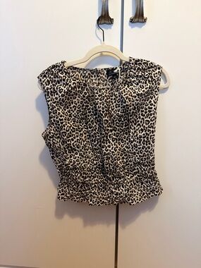J. Crew Sleeveless Leopard Print Blouse in Black and Cream